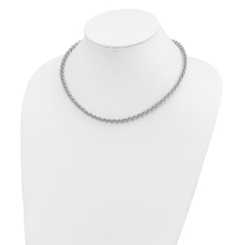Rhodium Over 14k White Gold 18-inch 5mm Polished Fancy Rolo Link Necklace