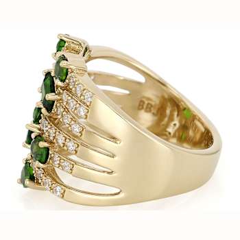 Chrome Diopside And White Zircon Cluster Ring In 18K Gold Over Sterling
Silver 2.09ctw
