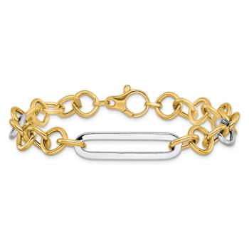 14k Yellow Gold and 14k White Gold 9.1mm Fancy Link Bracelet