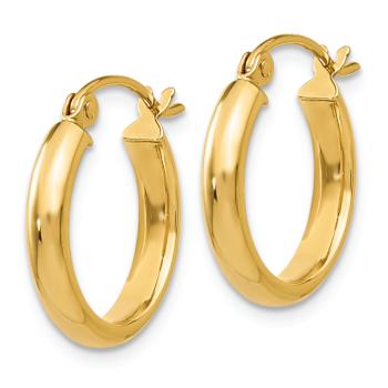 14k Yellow Gold 1/2" Round Tube Hoop Earrings