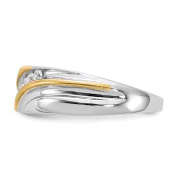 14K Two-tone Yellow and White Gold Lab Grown Diamond Men's Ring