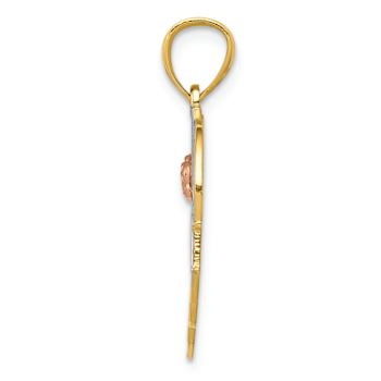 14K Tri-color Gold Textured and Diamond-Cut #1 Grandma in Heart Pendant