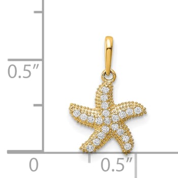14K Yellow Gold Cubic Zirconia Starfish Pendant