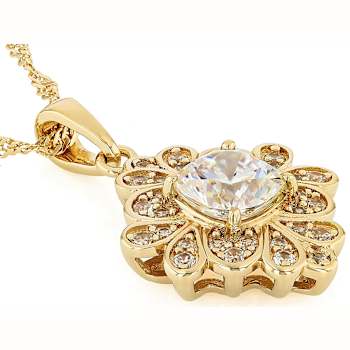 Diamond Simulant Pendant Necklace In 18K Gold Over Sterling Silver 3.92ctw