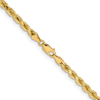 14k Yellow Gold 4.25mm Solid Diamond-Cut Rope 22 Inch Chain
