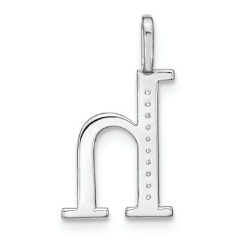 14K White Gold Diamond Lower Case Letter H Initial Pendant