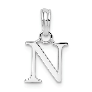 Sterling Silver Polished Block Initial -N- Pendant