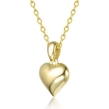 Sleek Heart Pendant Necklace In 14K Gold Over Sterling Silver