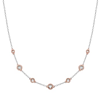 White Cubic Zirconia Two-tone Brass Station Necklace 3.73ctw