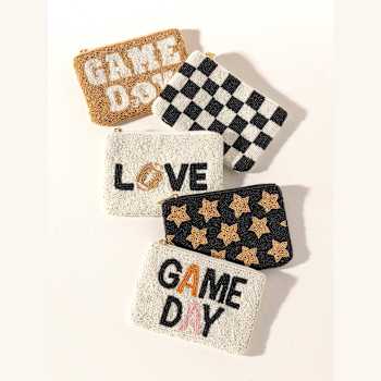 Shiraleah "GAME DAY" Glass Beaded Zip Pouch