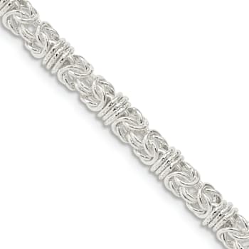 Sterling Silver 4mm Fancy Byzantine Chain Necklace