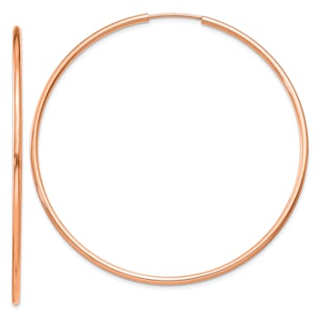 14k Rose Gold 2" Polished Hoop Earrings