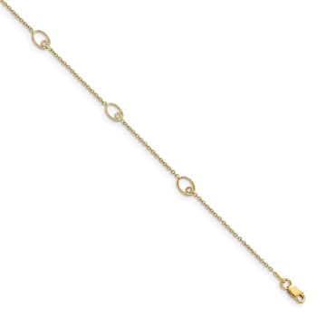 14K Yellow Gold Polished with 1-inch Extension Anklet