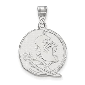Rhodium Over Sterling Silver LogoArt Florida State University Large Pendant