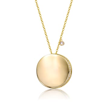 Pave CZ Circle Pendant In 14K Gold Over Brass