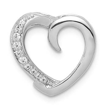 Rhodium Over 14k White Gold Diamond Heart Chain Slide Pendant