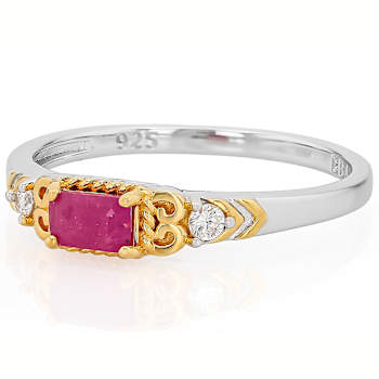 Ruby And Lab-Grown Diamond Ring In 18K Gold Over Sterling Silver 0.40ctw