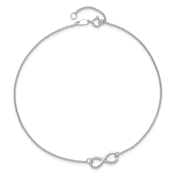 14K White Gold Polished Infinity with 1-inch Extension Anklet