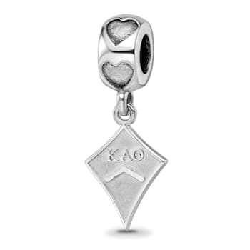 Rhodium Over Sterling Silver LogoArt Kappa Alpha Theta Kite Heart Bead