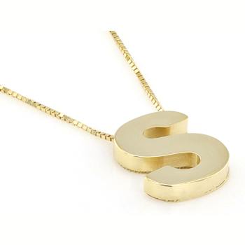 Block Letter S Initial Pendant Necklace In 10K Gold