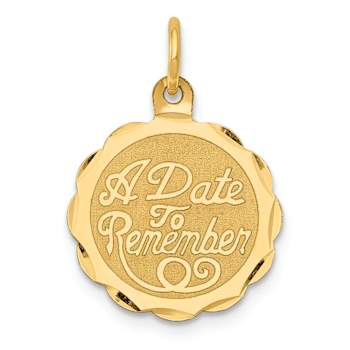 14k Yellow Gold Textured and Diamond-Cut A Date To Remember Disc Pendant