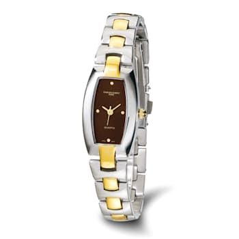 Ladies Charles Hubert IP-plated Stainless Steel Brown Dial 19x31mm Watch