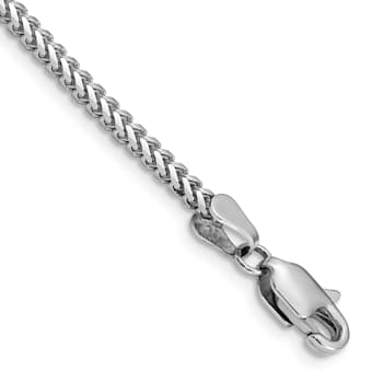 14K White Gold 2mm Franco Chain Bracelet