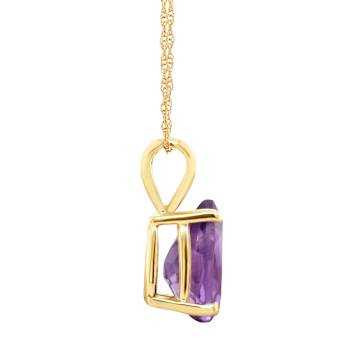 8x5mm Pear Shape Amethyst 14k Yellow Gold Pendant With Chain
