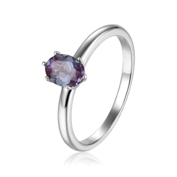 Oval Blue Sapphire Sterling Silver Solitaire Ring, 1.00ct