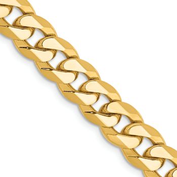 14k Yellow Gold 8mm Solid Flat Beveled Curb 20 Inch Chain