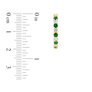 1.35ctw Emerald and Diamond Hoop Earrings in 14k Yellow Gold