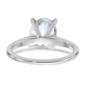 Rhodium Over 14K White Gold 3 ct. D E F Pure Light Oval Moissanite
Solitaire Ring