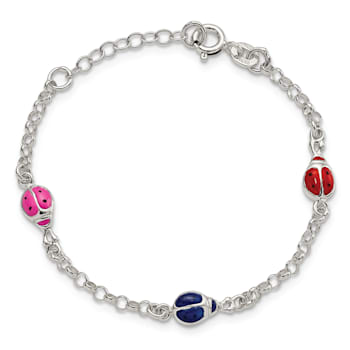 Sterling Silver Multi-color Enamel Ladybugs with 1-inch Extensions
Children's Bracelet