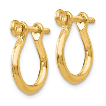 14k Yellow Gold 3D Shackle Link Dangle Earrings
