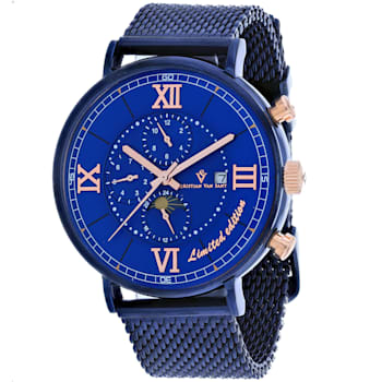 Christian Van Sant Men's Somptueuse LTD Blue Dial, Dark Blue Stainless
Steel mesh Watch