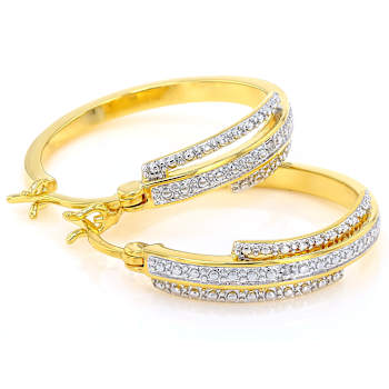 Triple Row Diamond Hoop Earrings