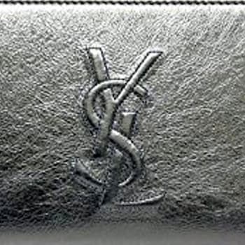 Yves Saint Laurent Wallet YSL Belle du Jour Metallic Silver Leather Zip Wallet