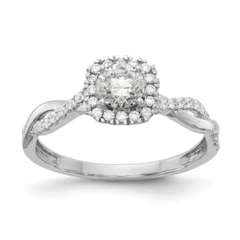 Rhodium Over 14K White Gold Eternal Promise Lab Grown Diamond Halo Ring 0.62ctw