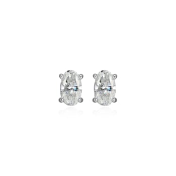 Oval Moissanite Platineve Stud Earrings 0.52ctw DEW