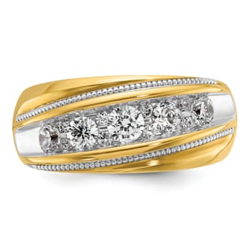 10K Two-tone Yellow Gold with White Rhodium Men's Polished and Milgrain
Diamond Ring 1.01ctw