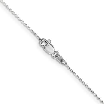 Rhodium Over 14k White Gold 0.8mm Solid Diamond-Cut Cable 14 Inch Chain