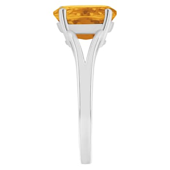 10x8mm Oval Citrine Rhodium Over Sterling Silver Ring
