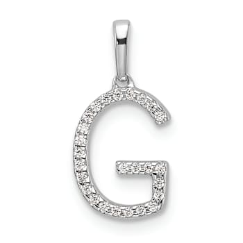 Rhodium Over 14k White Gold Diamond Letter G Initial Pendant