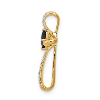 10k Yellow Gold Rhodium Over 10k Yellow Gold 0.46ctw Lab Created
Sapphire and Diamond Cross Pendant