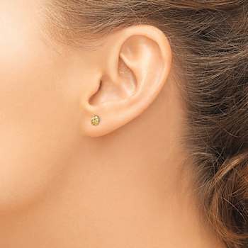14k Yellow Gold Diamond-Cut 5mm Circle Puffed Stud Earrings