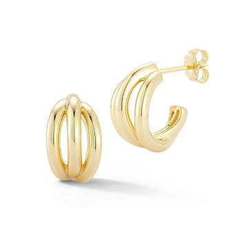 Rachel Zoe Polished Triple Hoop Earrings in 14K Gold Over Sterling Silver