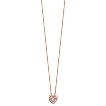 14K Rose Gold Over Sterling Silver Vibrant Cubic Zirconia Heart Necklace