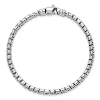 Rhodium Over Sterling Silver Polished 4mm Box 8 Inch Chain