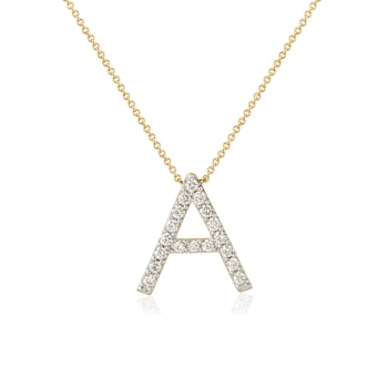 Lab-Grown Diamond Initial A Necklace In 14K Gold Over Sterling Silver 0.50ctw