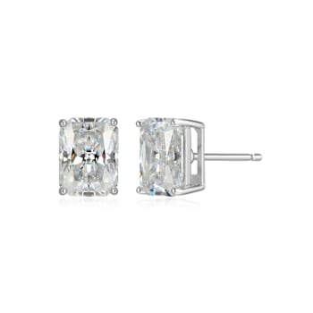 Emerald Cut Moissanite Platineve Stud Earrings 3.50ctw DEW